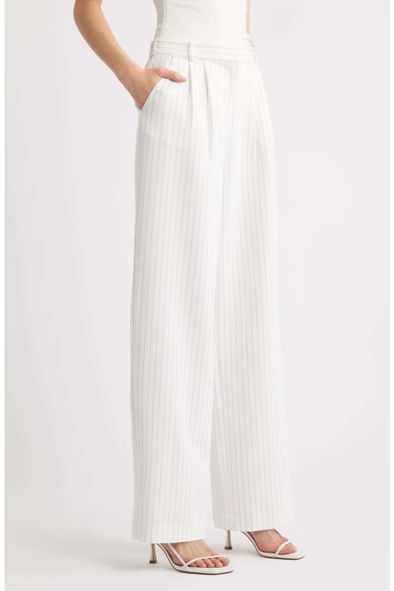 The Icon Trousers, Alternate, color, IVORY - GREY CELESTE PINSTRIPE