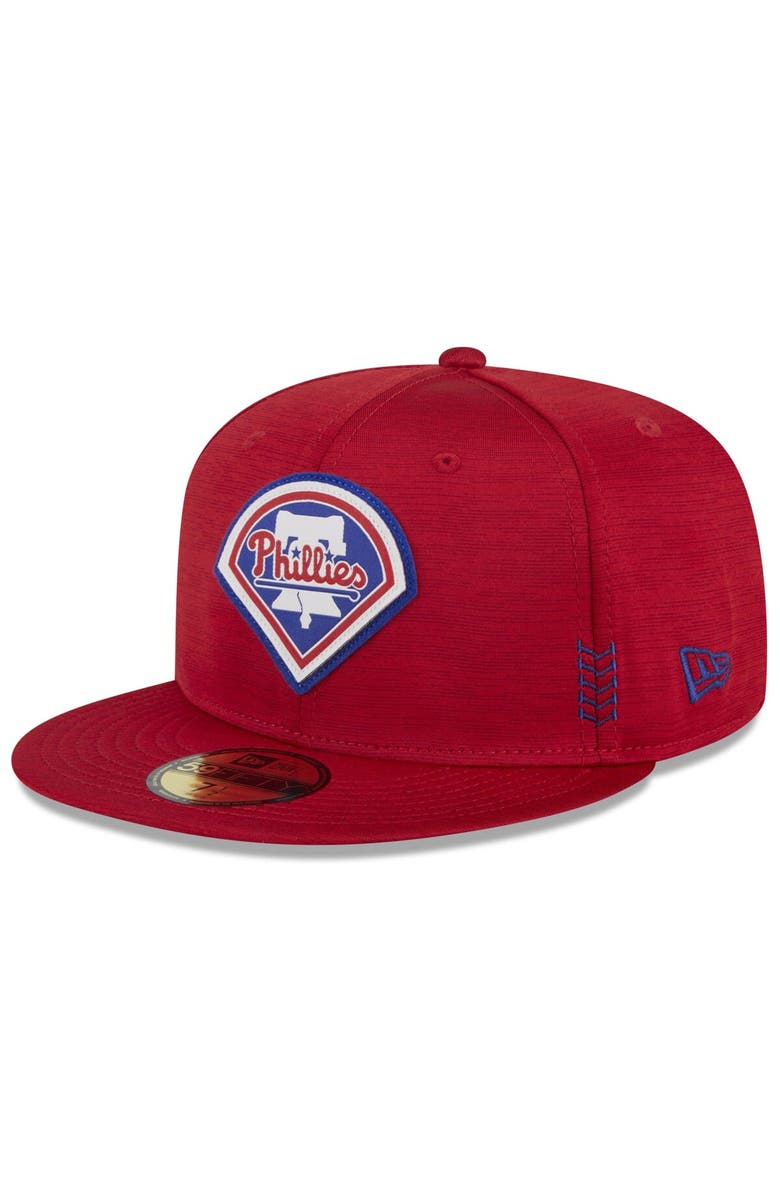 New Era Men's New Era Red Philadelphia Phillies 2024 Clubhouse 59FIFTY Fitted Hat, Main, color, Red