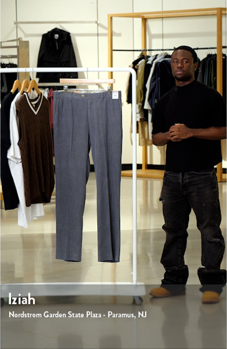 Havana Herringbone Authentic Silk Blend Straight Leg Pants, sales video thumbnail