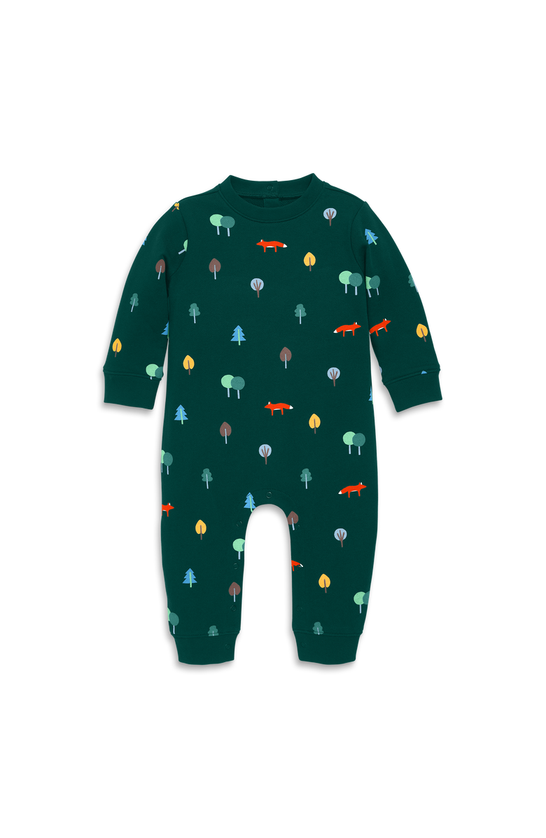 Primary Baby Sweatshirt Romper In Rainbow Grid, Main, color, Ivy Primary Forest