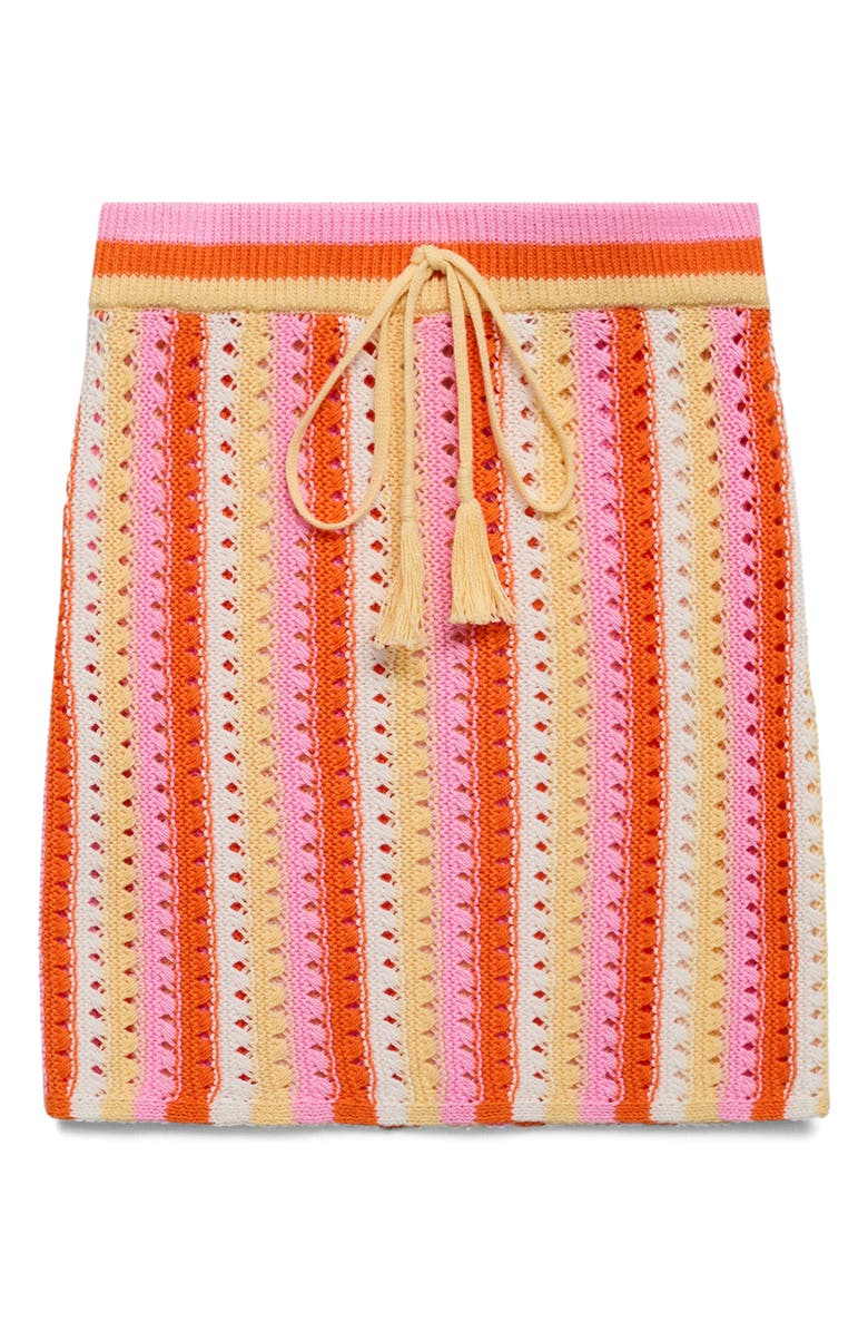 MANGO Stripe Crochet Skirt, Alternate, color, Pink