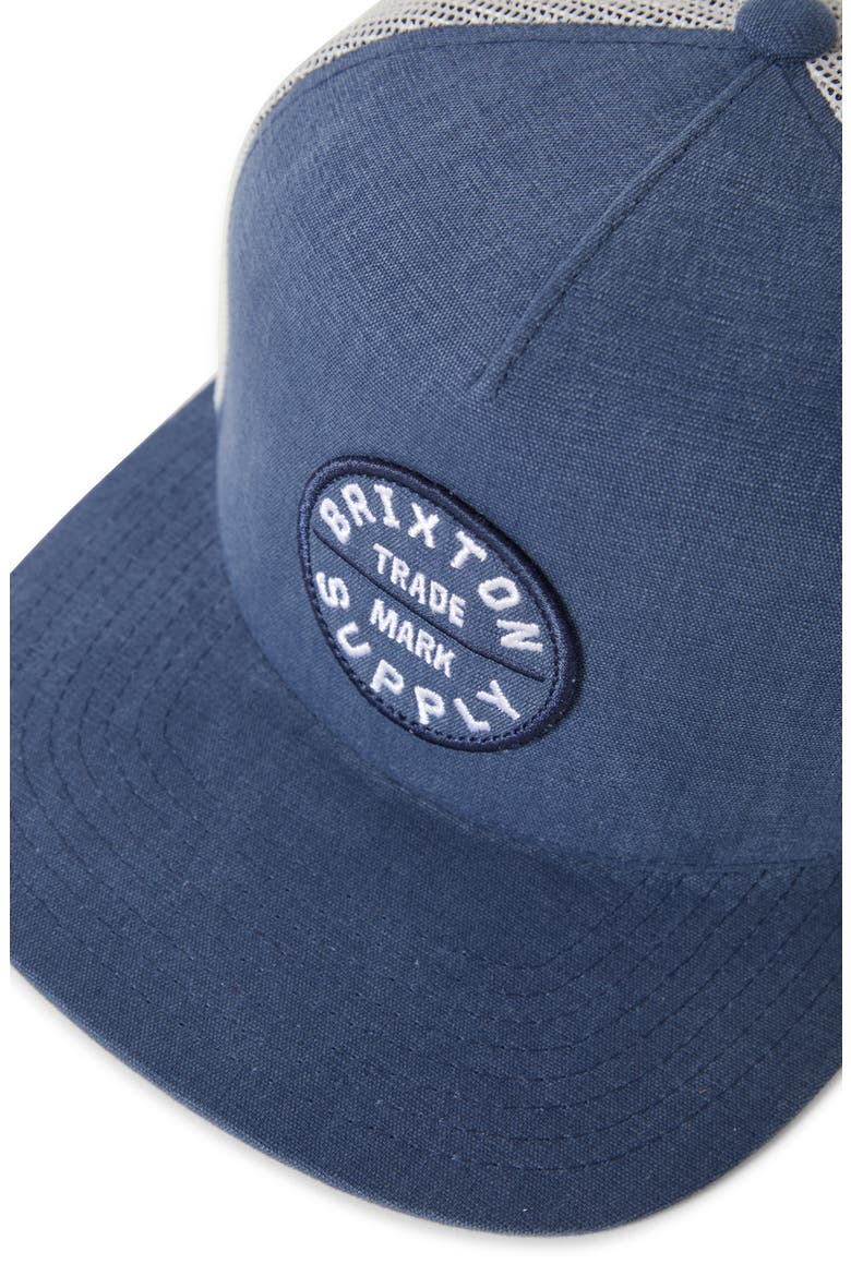 Oath Logo Patch Snapback Trucker Hat, Alternate, color, BLUE CHAMBRAY/ WHITE