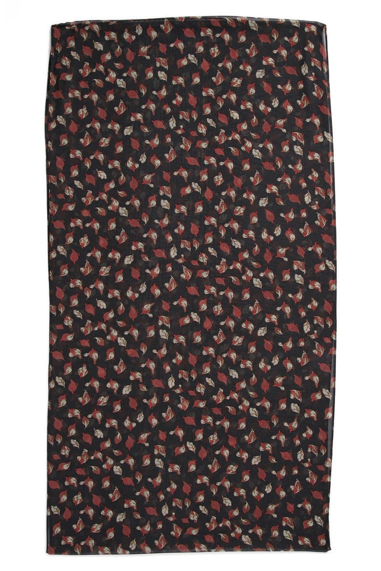 Bird Print Infinity Scarf, Alternate, color, BLACK
