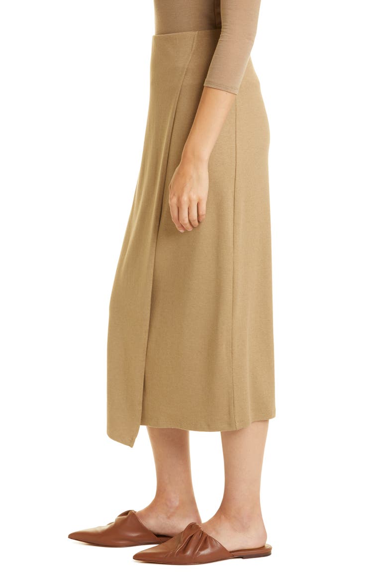 Overlap Knit Skirt, Alternate, color, DARK WHEAT