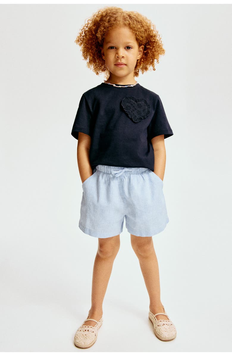 H&M Linen-blend Shorts, Alternate, color, Blue/Striped