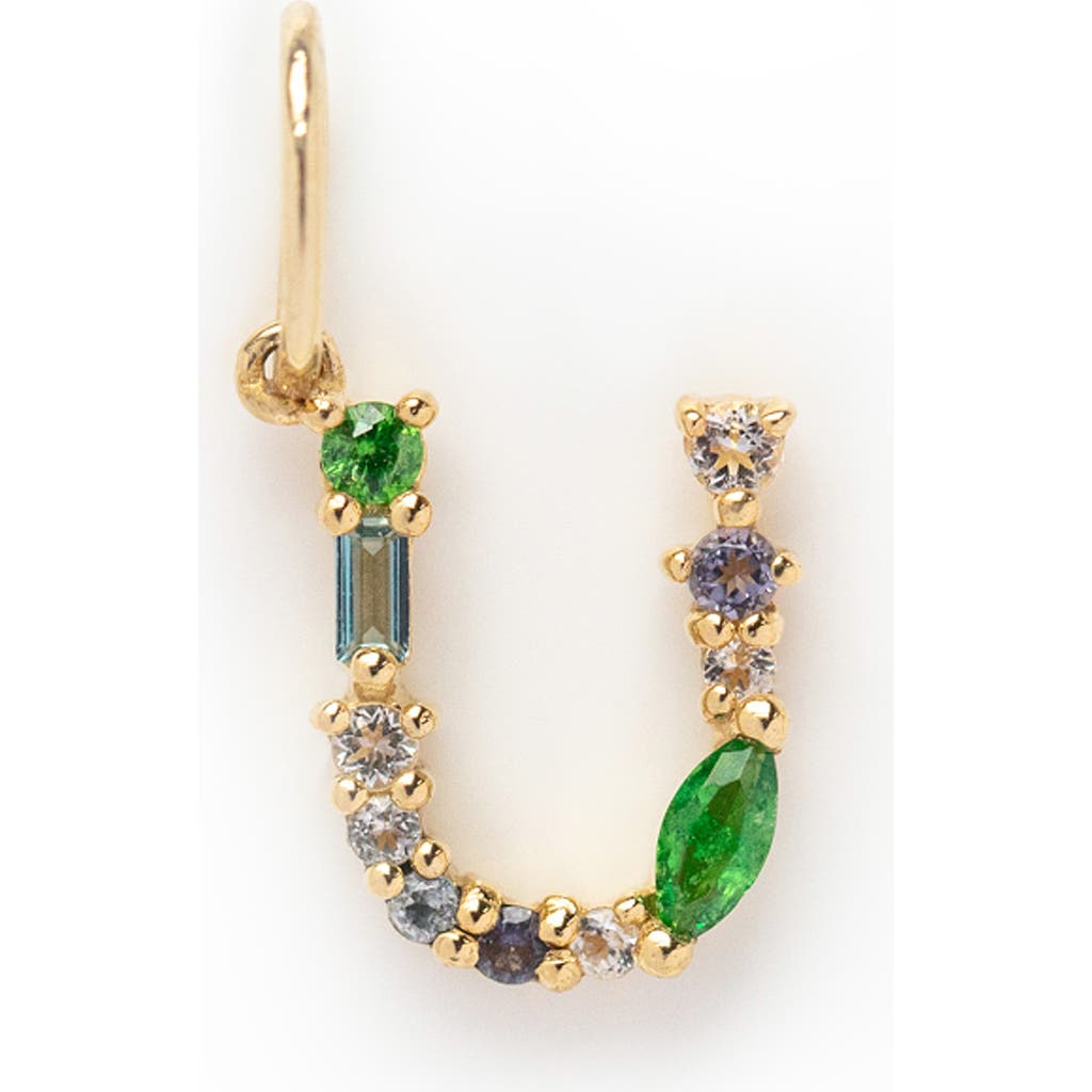 Local Eclectic Semiprecious Stone Initial Charm In Multi