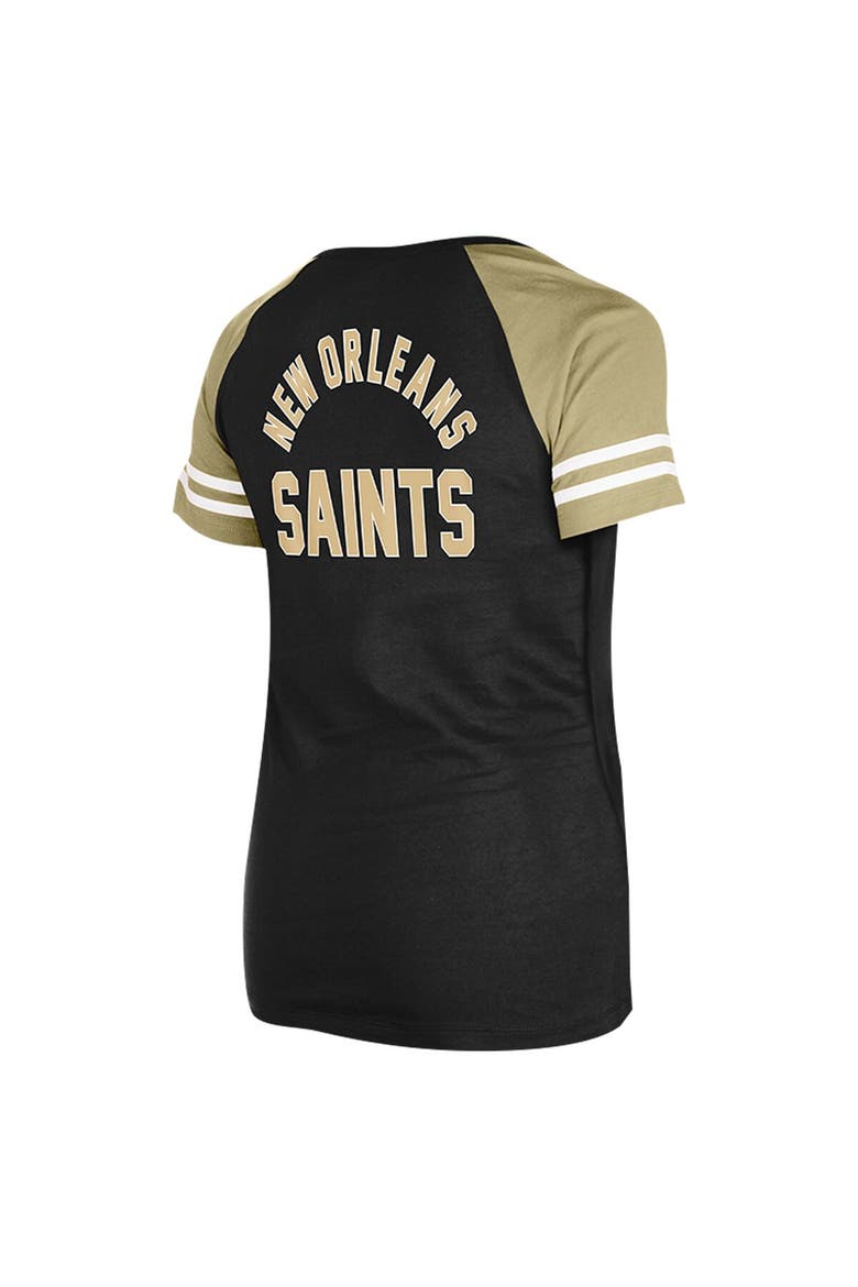 Women's New Era Black New Orleans Saints  Lace-Up Raglan T-Shirt, Alternate, color, Black