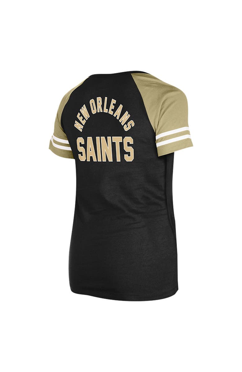 New Era Women's New Era Black New Orleans Saints Lace-Up Raglan T-Shirt, Alternate, color, Black
