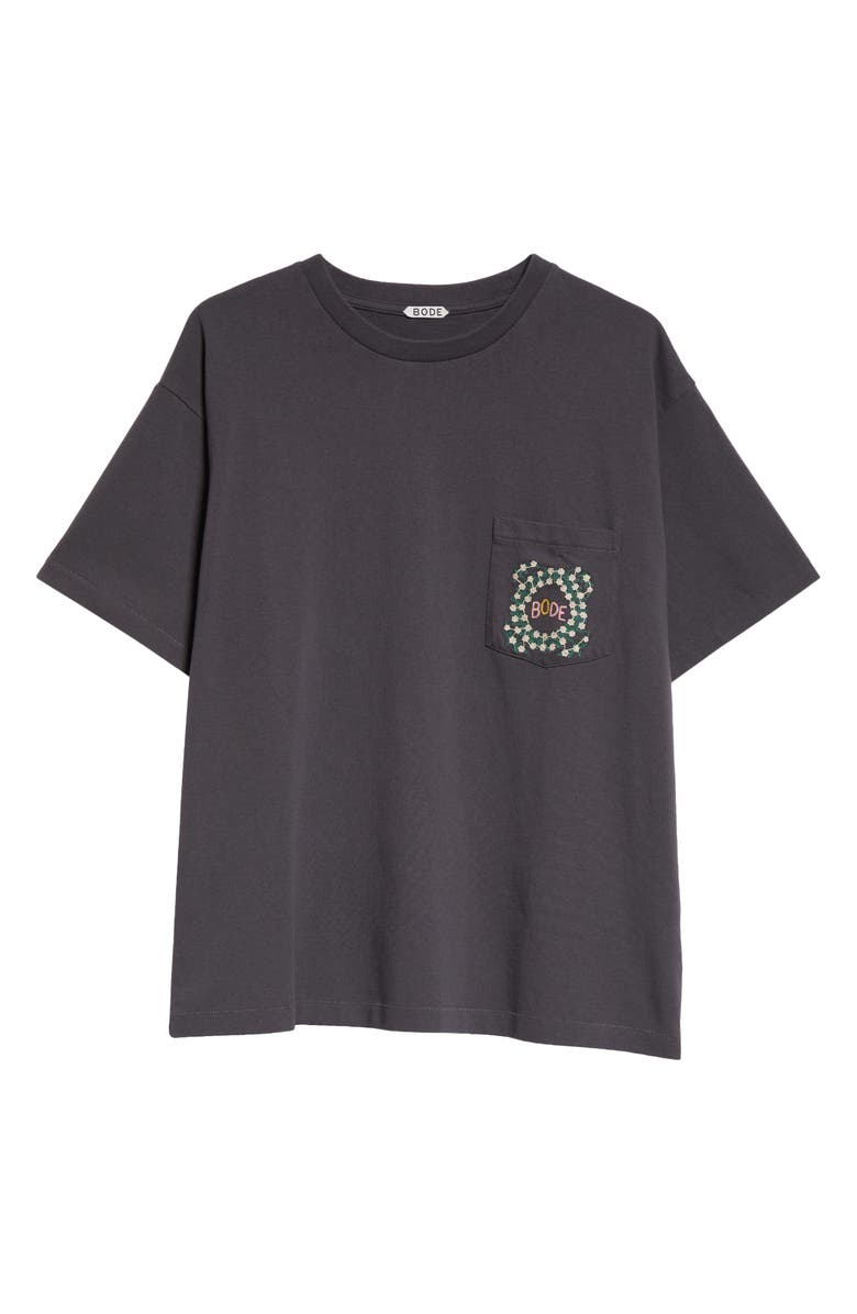 Bode Daisy Never Tell Embroidered Cotton Pocket T-Shirt, Main, color,