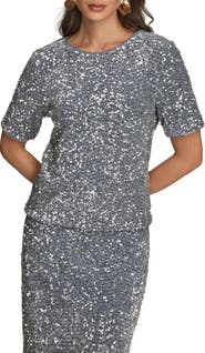 Donna Karan New York Sequin Crewneck Top