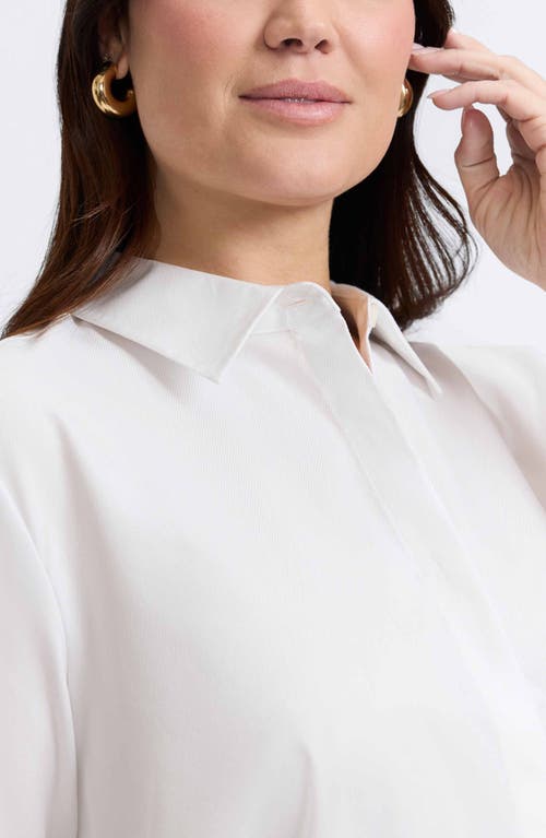 Foxcroft Beatrice Side Button Shirt In White