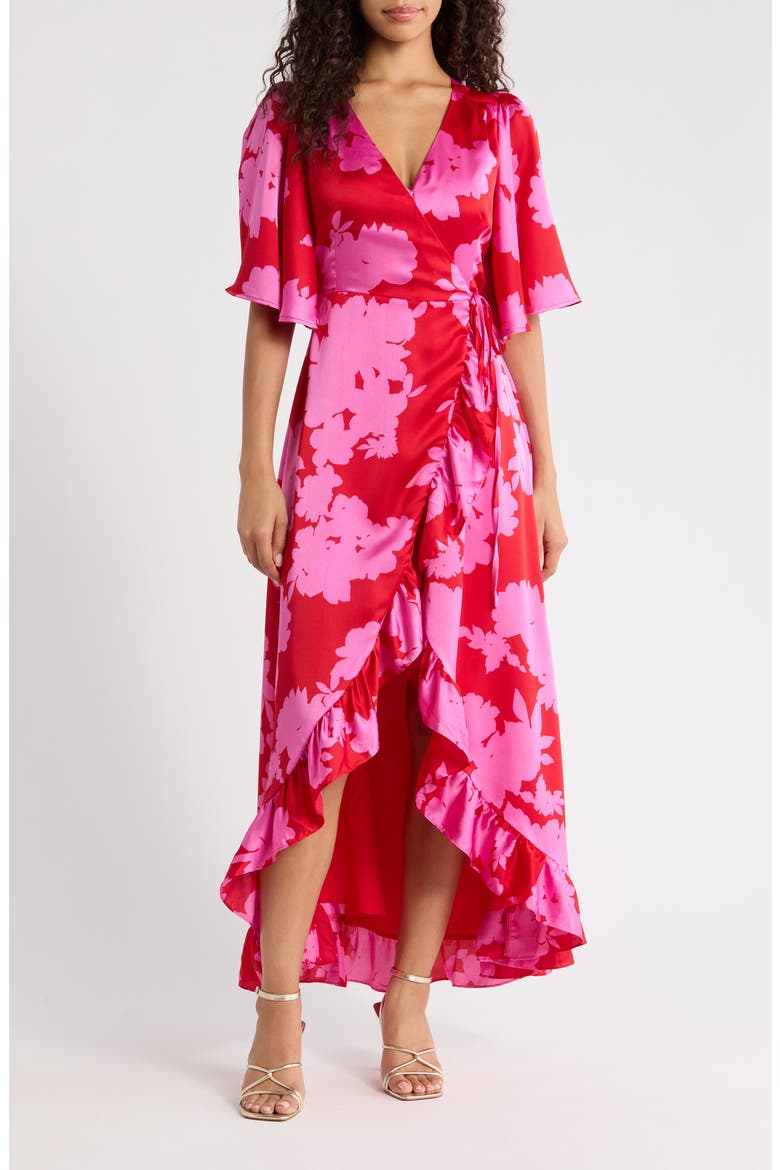 Burning Love Abelia High Low Maxi Dress, Main, color, CHERRY-PINK
