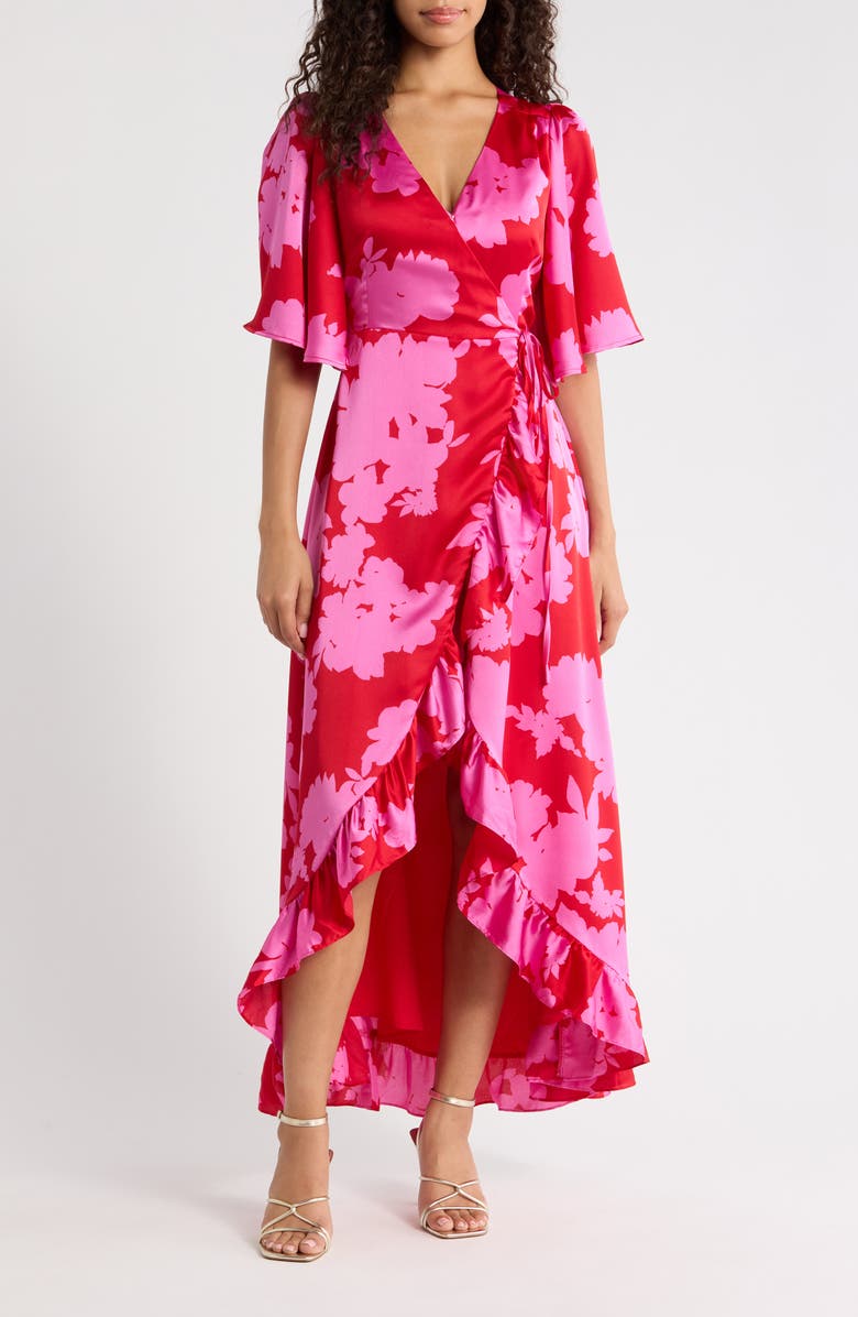SUGARLIPS Burning Love Abelia High Low Maxi Dress, Main, color, Cherry-Pink