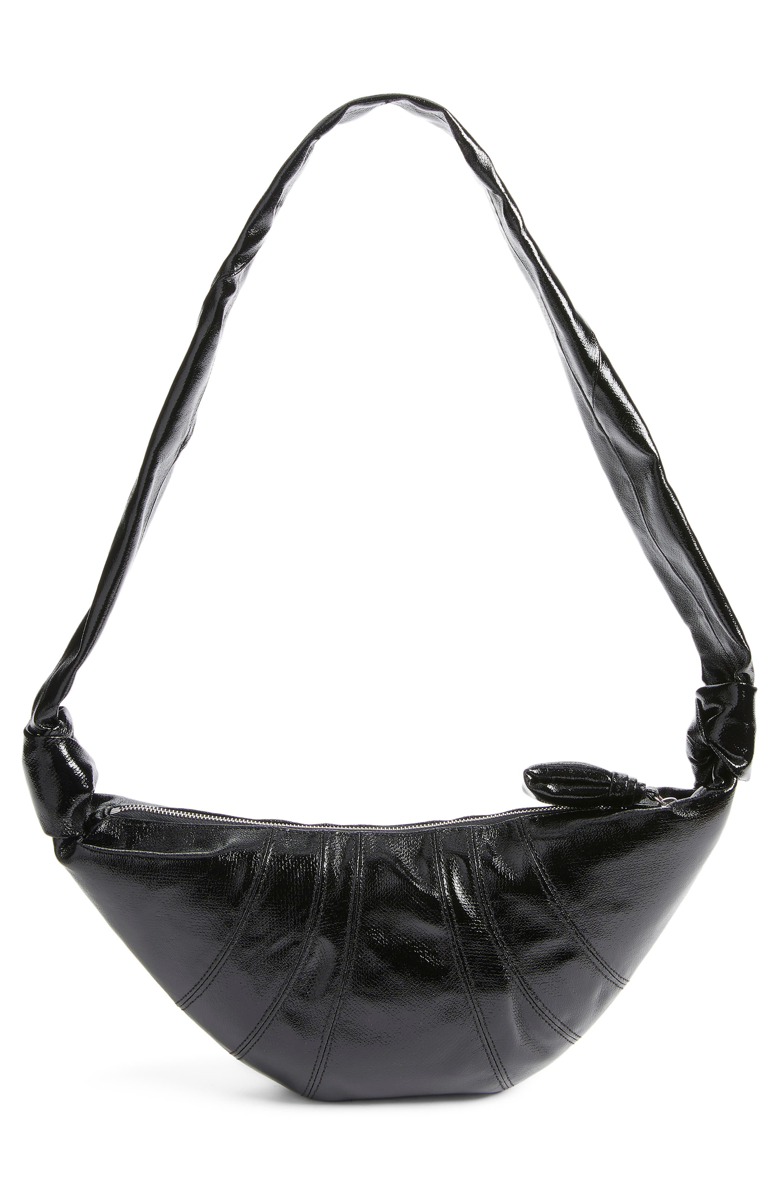 Lemaire Small Croissant Coated Cotton Crossbody Bag, Alternate, color, Black