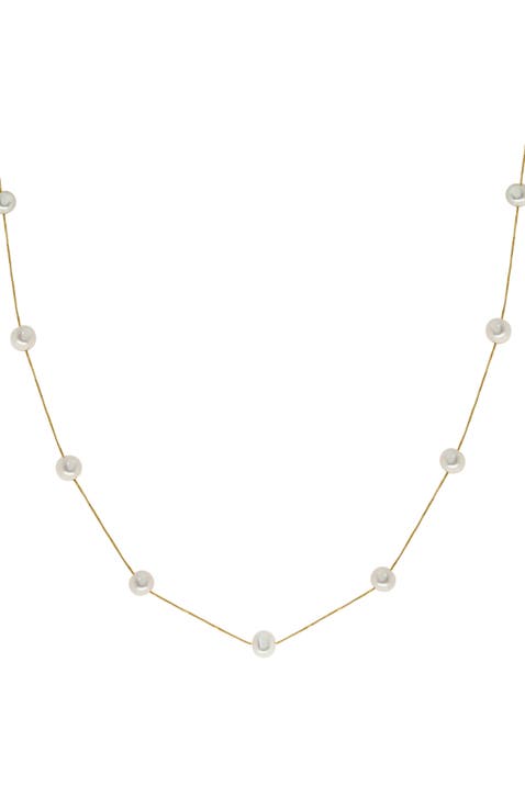 14K Yellow Gold Freshwater Pearl Layered Necklace, 18''