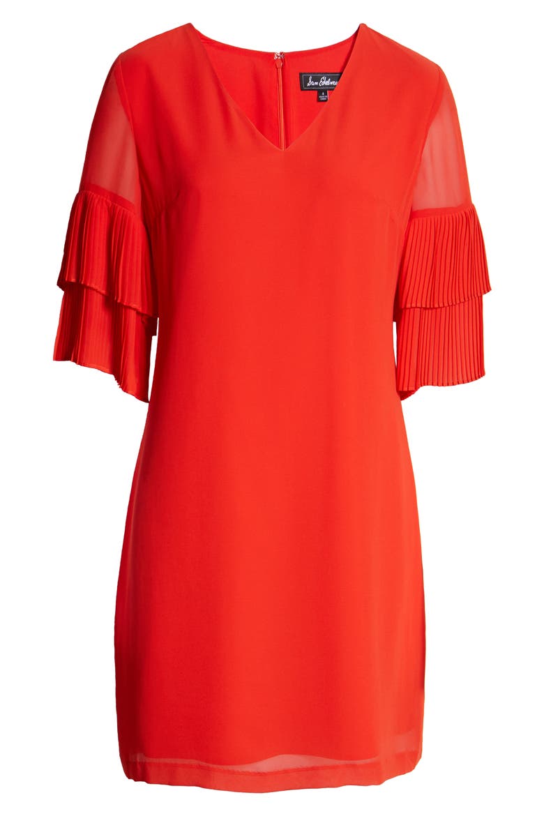 Pleat Sleeve Shift Dress, Main, color, Z/DNUCORAL