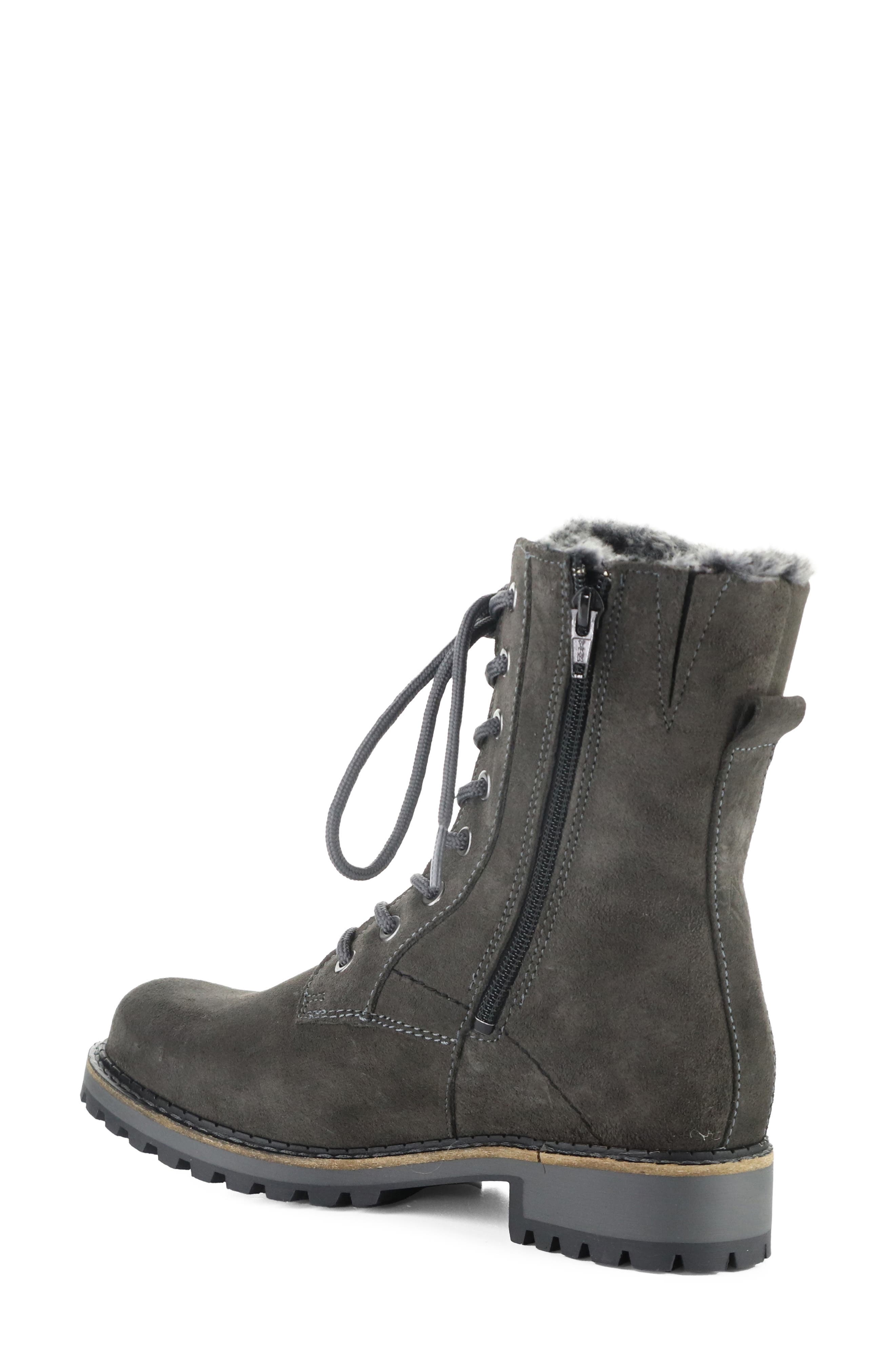 Cyrus Leather Boot with Faux Fur Trim, Alternate, color, ANTHRACITE