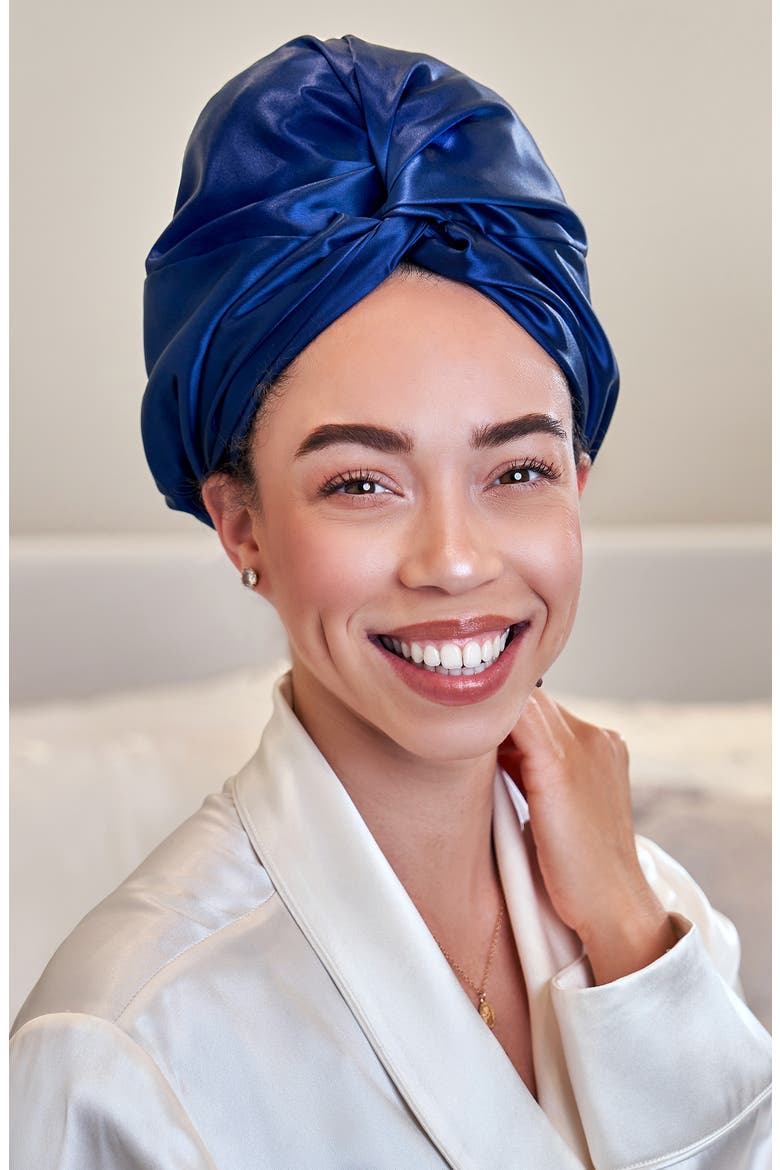 Mulberry Silk Hair Bonnet, Alternate, color, NAVY
