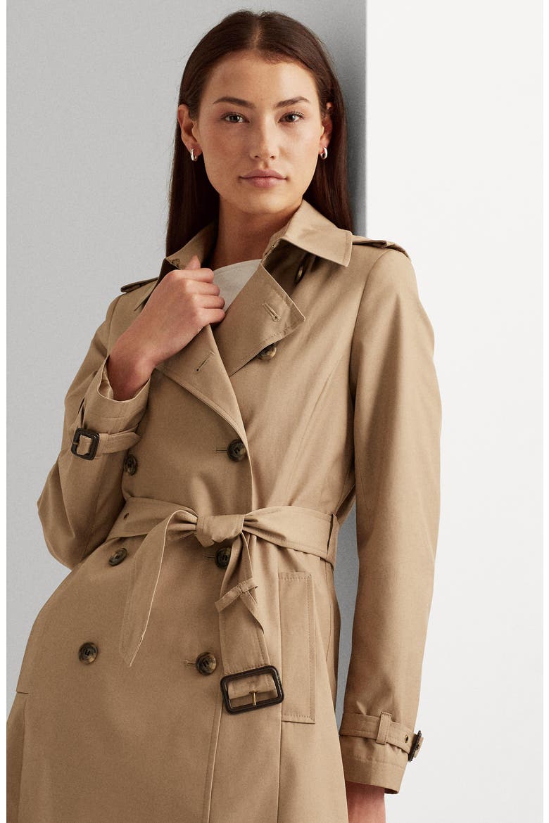 Double Breasted Long Hooded Trench Coat, Alternate, color, SAND