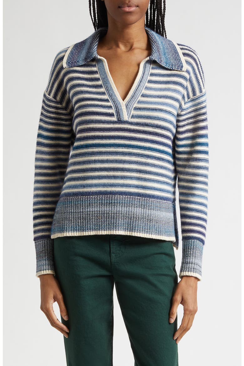 Koko Stripe Cotton & Wool Blend Sweater, Main, color, NAVY MULTI