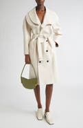 Bottega Veneta Double Breasted Leather Trench Coat