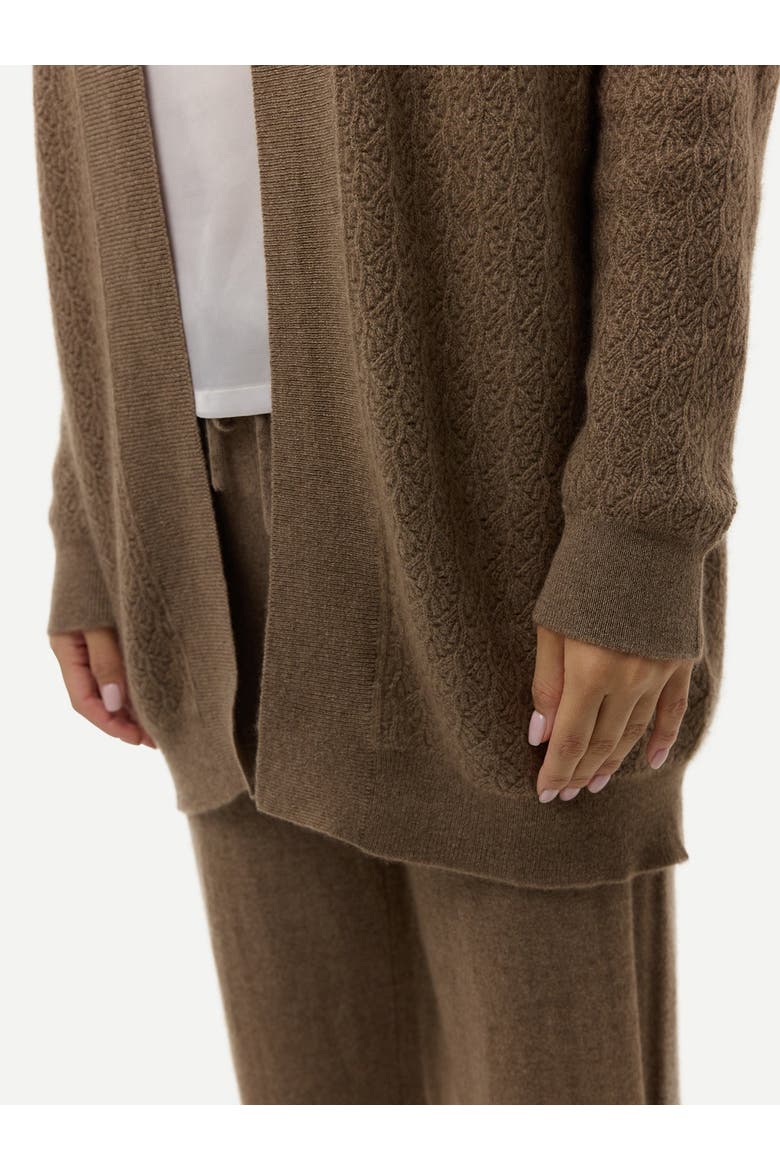 Ajour Knit Open front Cardigan, Alternate, color, taupe