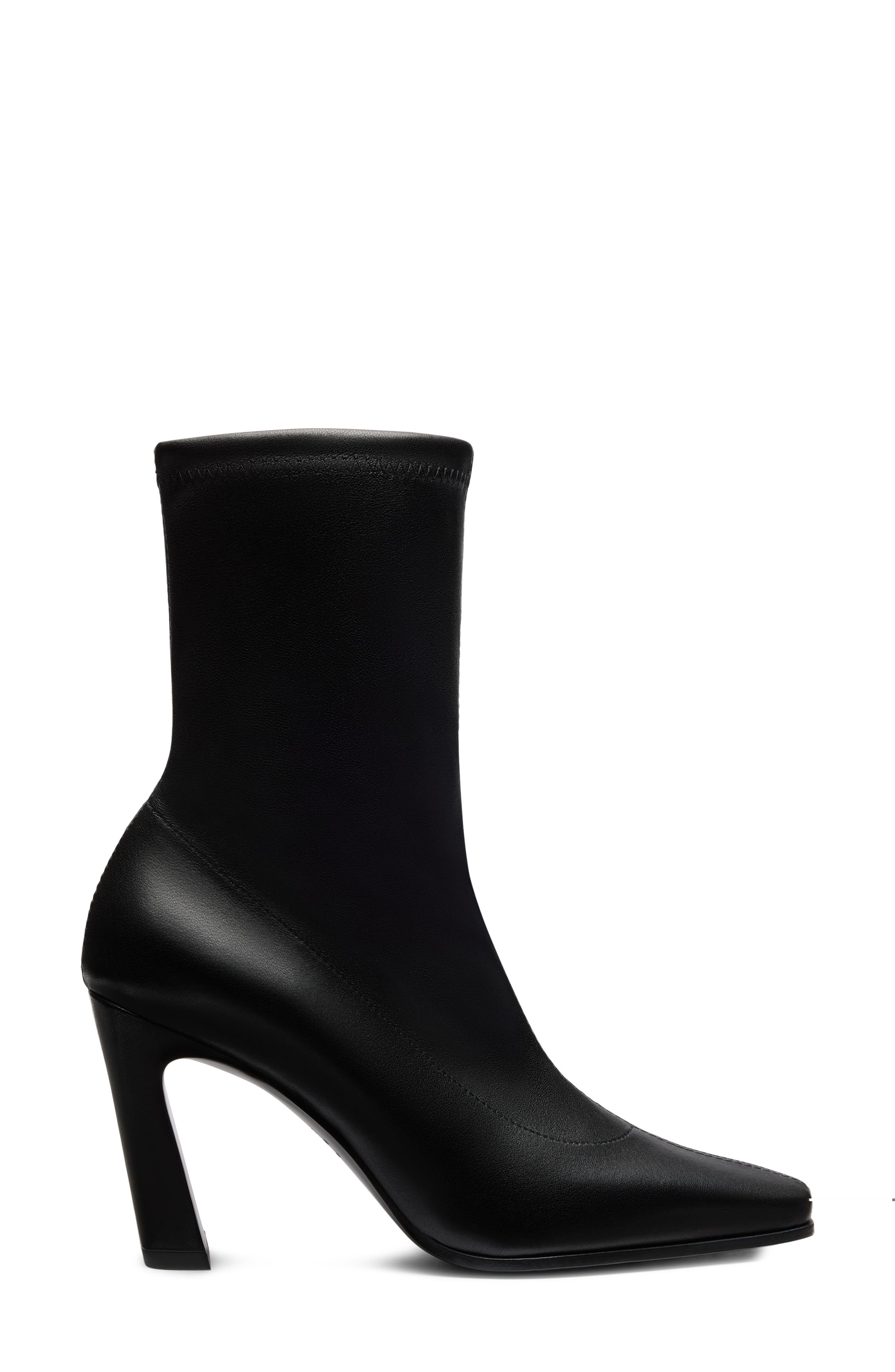Stassi Stretch Leather Bootie, Alternate, color, BLACK
