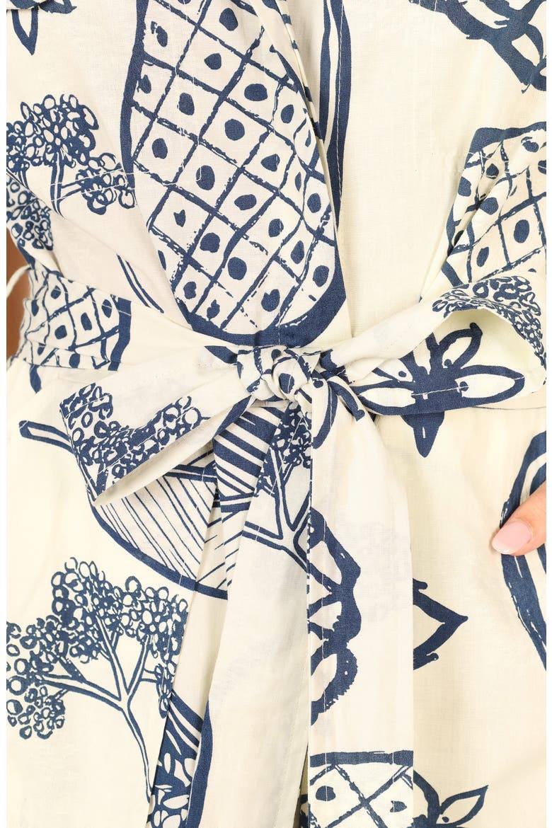 Georgina Cotton & Linen Romper, Alternate, color, NAVY