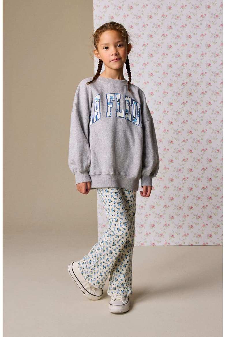 Kids' Ditsy Sweatshirt & Floral Flare Leggings Set, Alternate, color, GREY