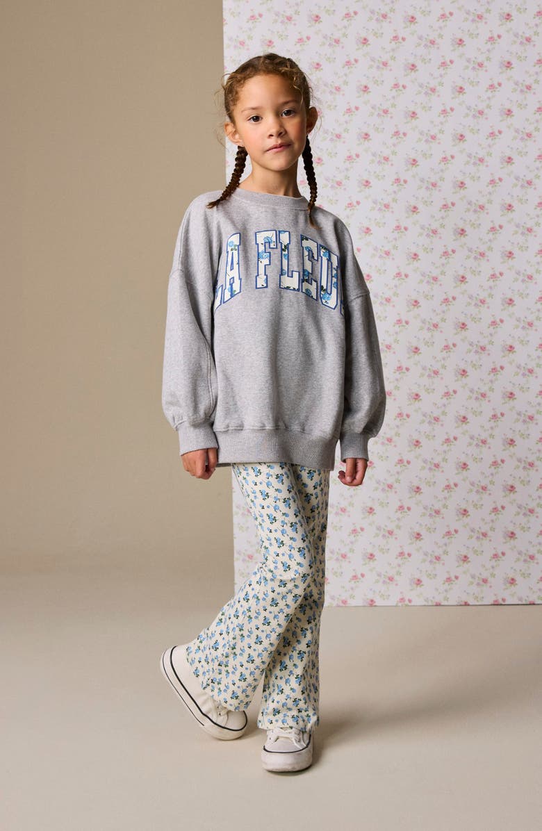 NEXT Kids' Ditsy Sweatshirt & Floral Flare Leggings Set, Alternate, color, Grey