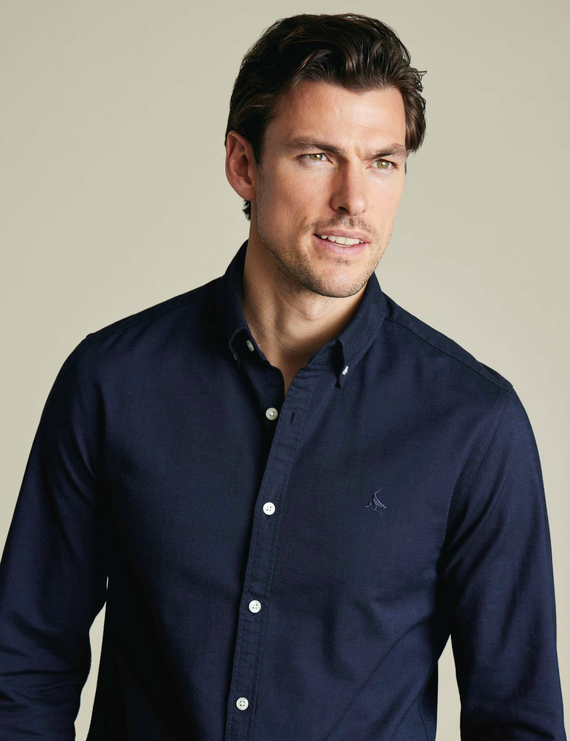 Plain button-down stretch washed Oxford shirt - image 4