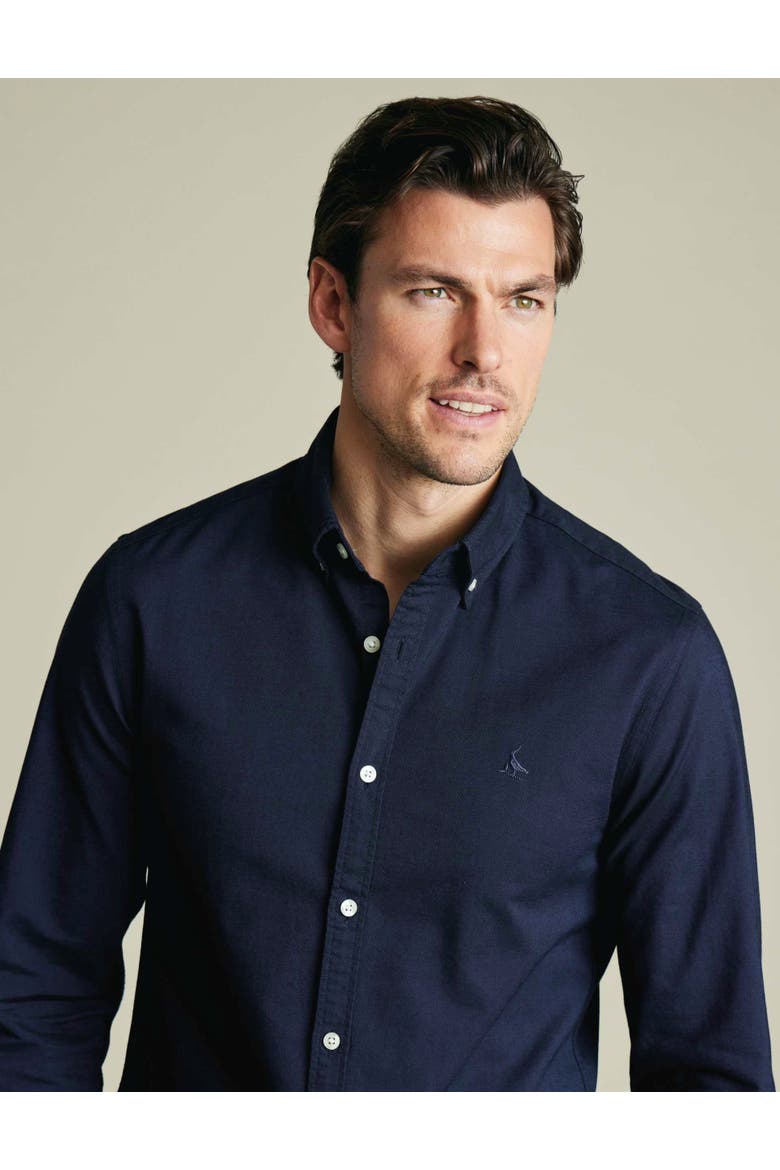 Plain button-down stretch washed Oxford shirt, Alternate, color, Ink Blue