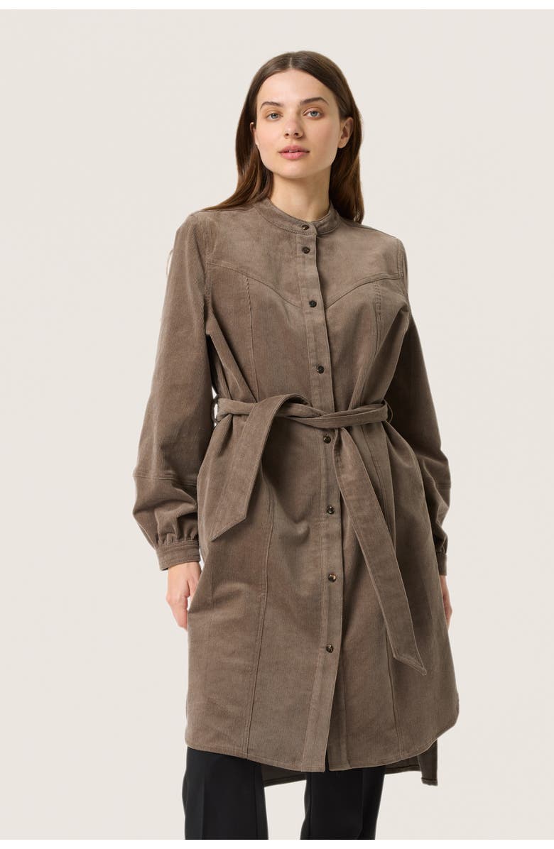 Soaked in Luxury Slhelle Corduroy Knee Length Shirt Dress, Alternate, color, 