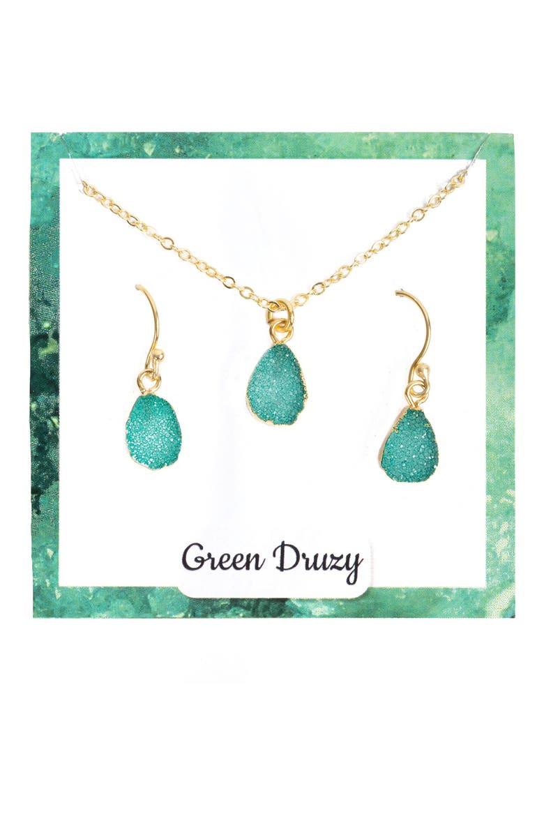 Mini Drusy Earring and Necklace Set, Alternate, color, GREEN