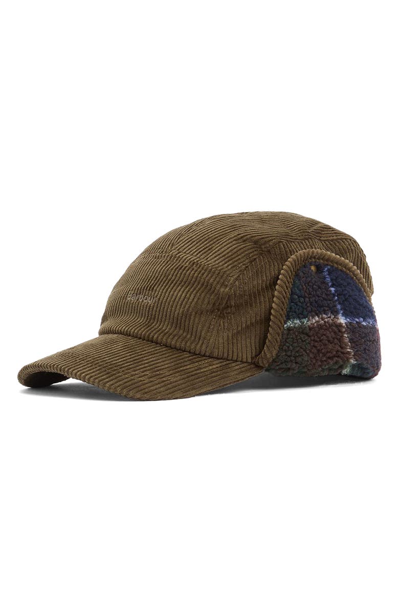 Barbour Lowfen Corduroy Trapper Hat, Main, color, Olive