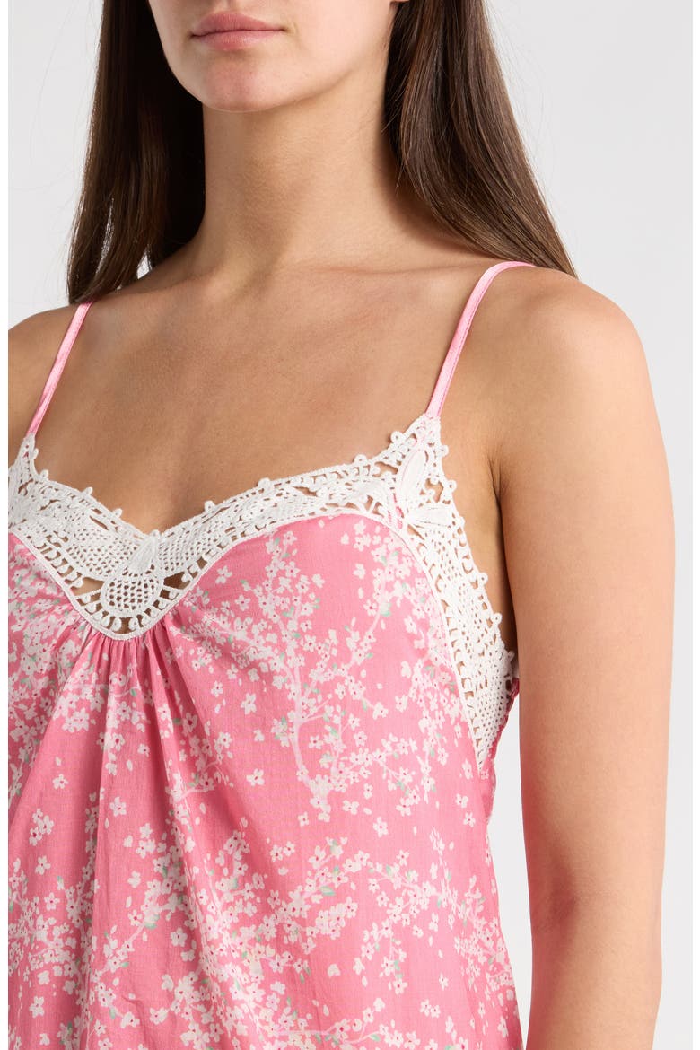 Cheri Blossom Lace Trim Cotton Nightgown, Alternate, color, PINK LEMONADE