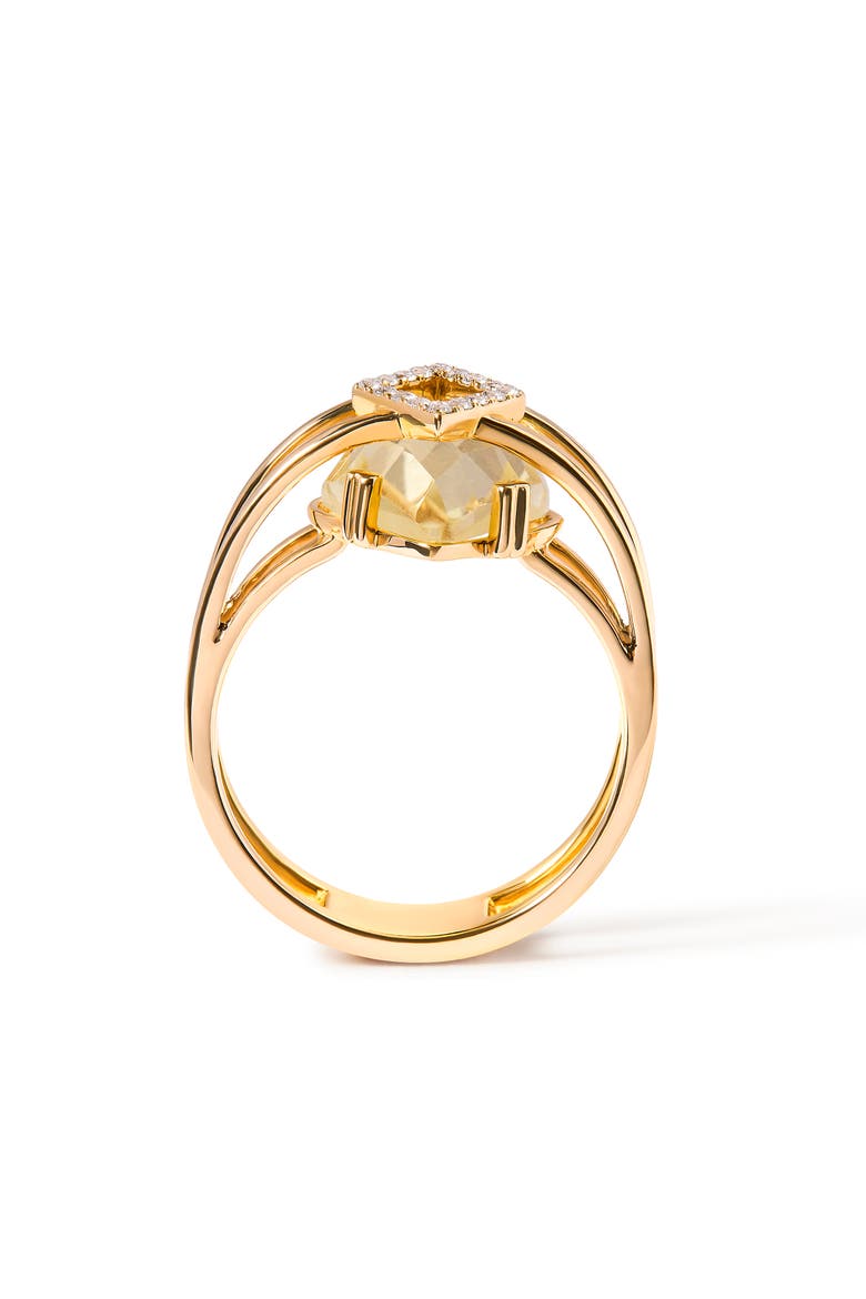 14K Gold Topaz & Diamond Accent Statement Cocktail Ring -, Alternate, color, Yellow
