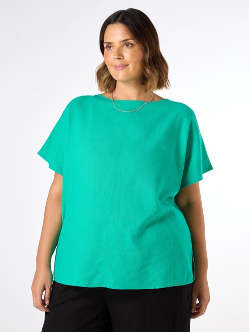 Live Unlimited Linen Seamed Detail Top In Green