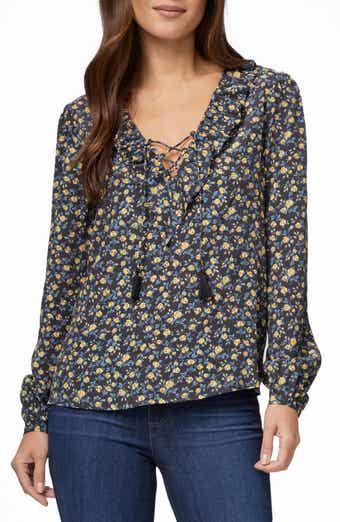 PAIGE Ilara Floral Lace-Up Blouse