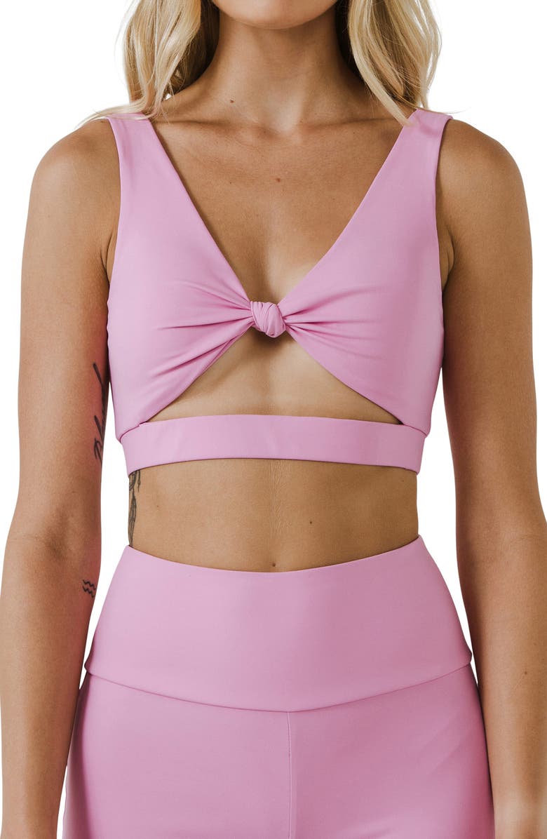 Grey Lab Knotted Cutout Crop Tank, Main, color, Pink