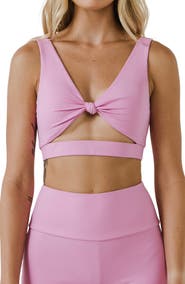 Grey Lab Knotted Cutout Crop Tank