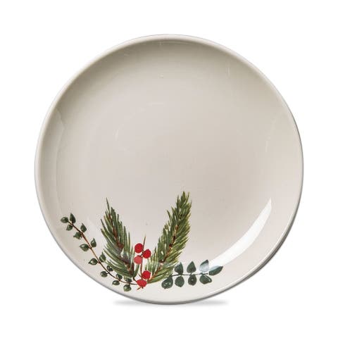 Winter Sprig Ceramic Appetizer Plates Multicolor Set