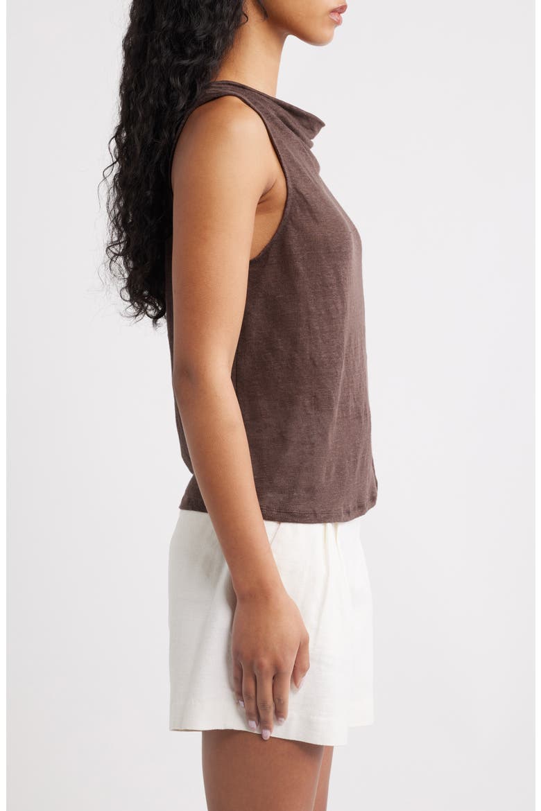 Cowl Neck Linen Tank, Alternate, color, BROWN