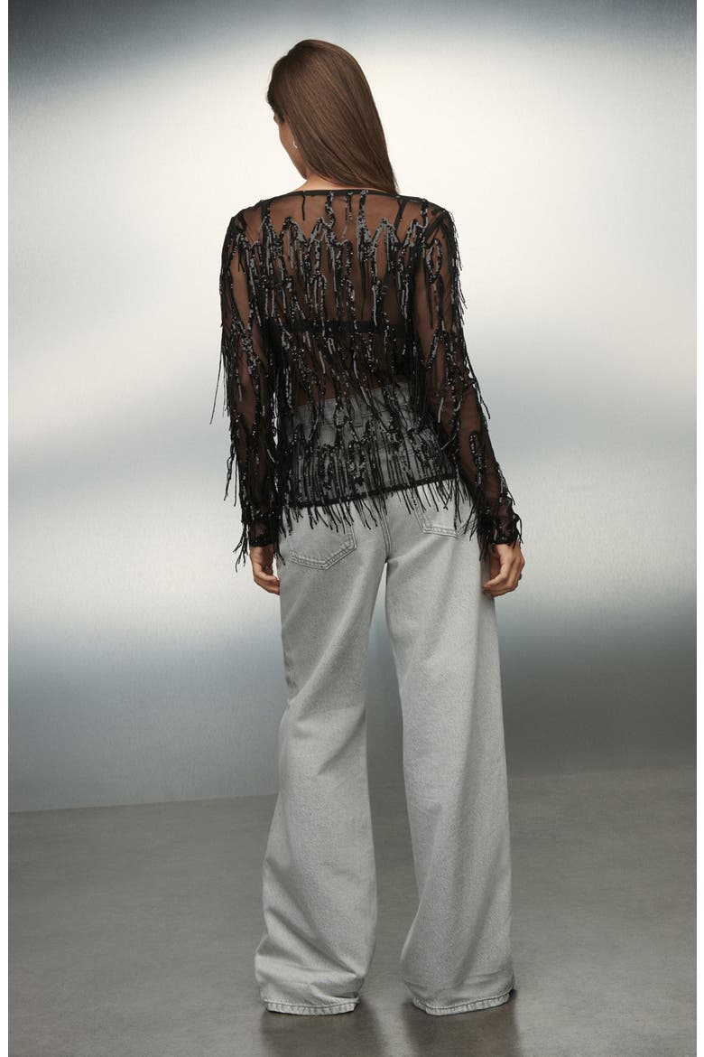 Sequin Tassel Top, Alternate, color, BLACK