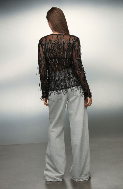 Next Sequin Tassel Top In Black