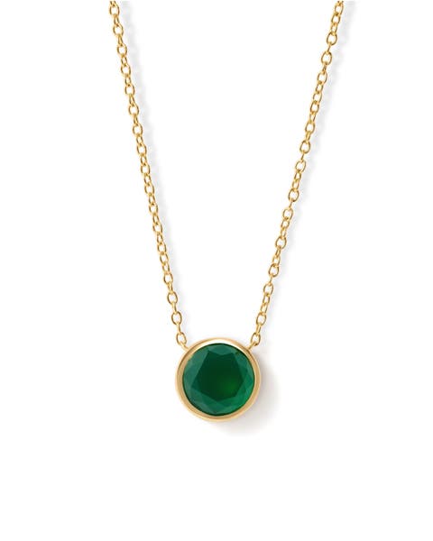 Gold Luna Green Agate Necklace