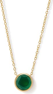 Astley Clarke Gold Luna Green Agate Necklace