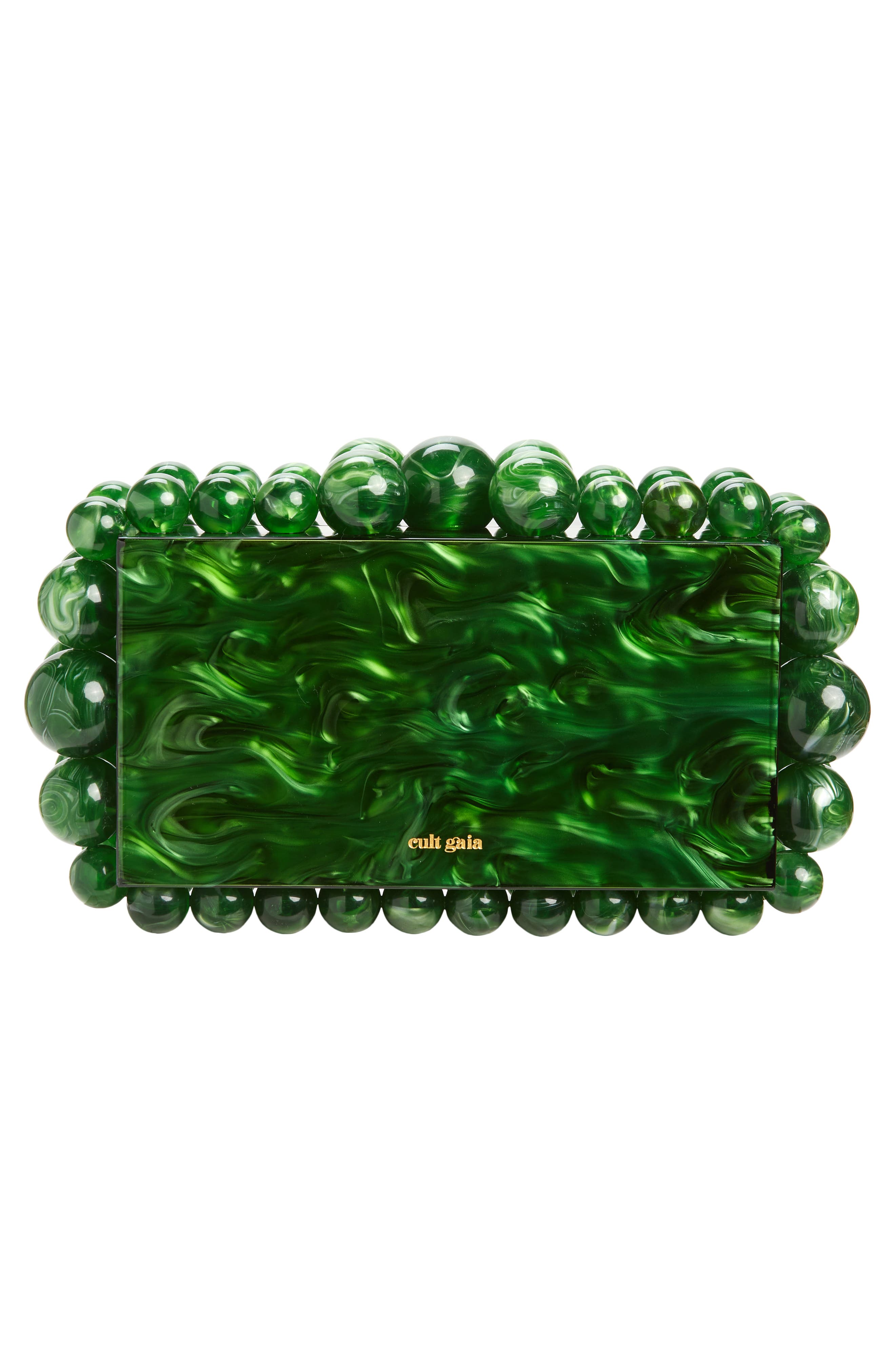 Eos Beaded Acrylic Box Clutch, Alternate, color, MALACHITE