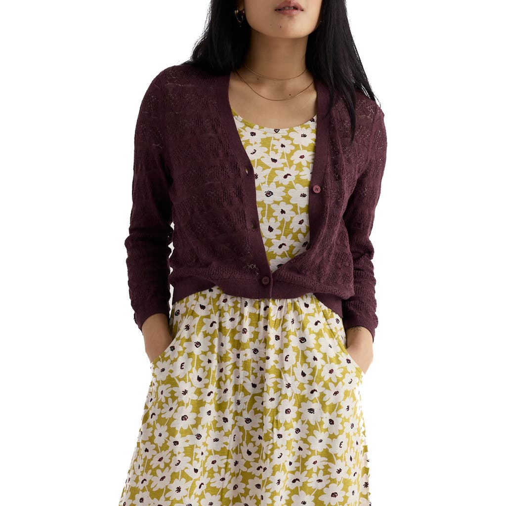 Seasalt Cornwall Sweet Day Pointelle Organic Cotton Cardigan In Brown