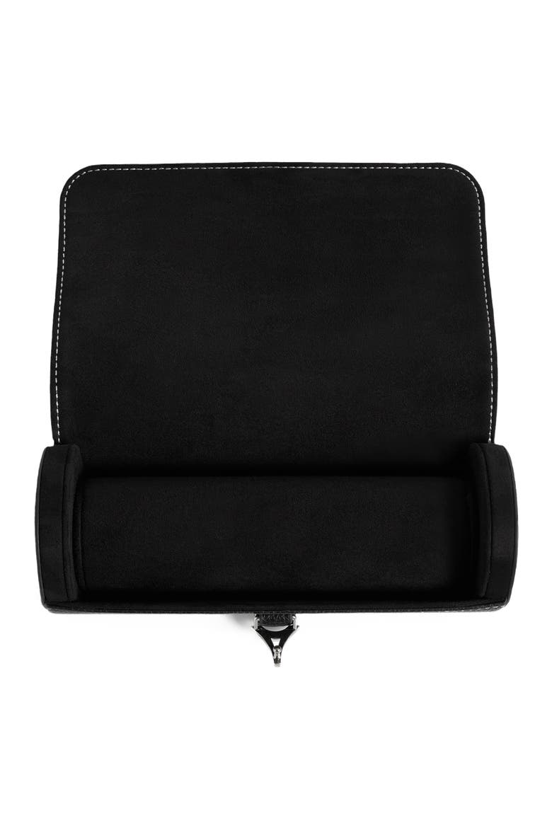 Fred Pebbled Leather Contrast Stitch Watch Roll, Alternate, color, Black